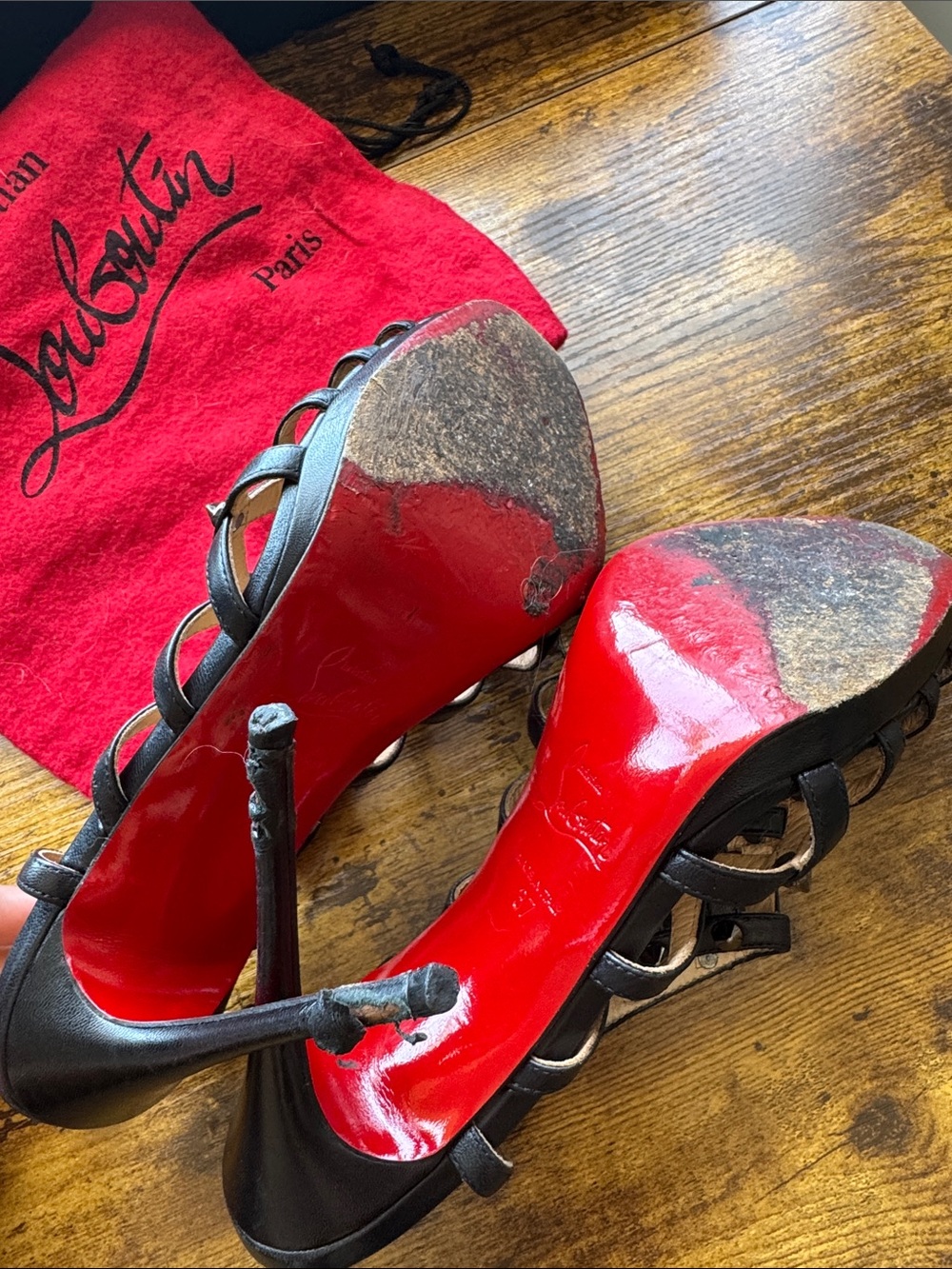 Christian Louboutin Black Studded Cage Stiletto Sandals - Picture 7 of 13